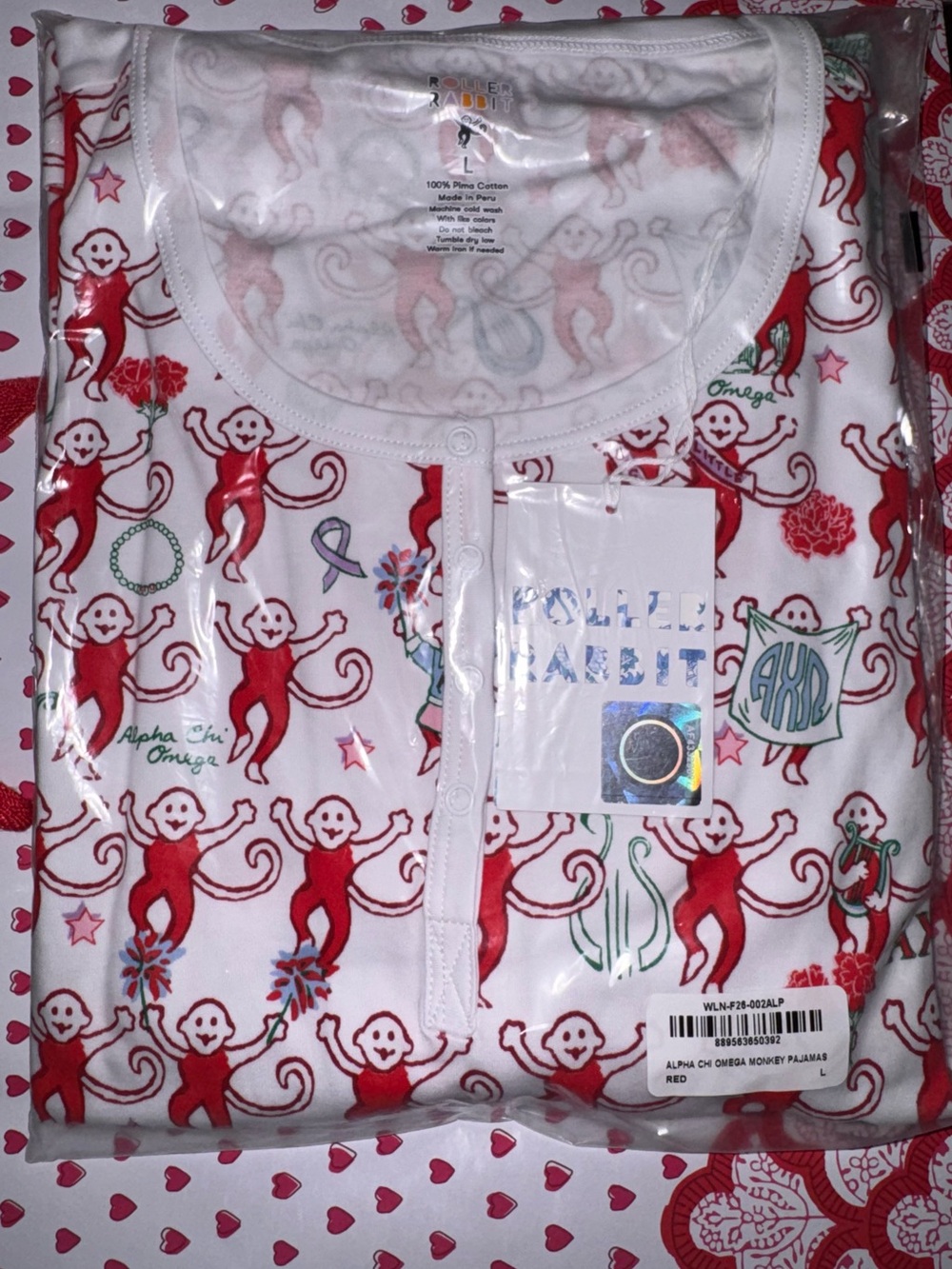 Roller Rabbit Alpha Chi Omega Pajamas size Large
